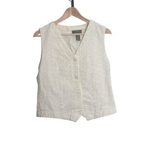 Vintage Cottage Lauren Ralph Lauren Petite White Eyelet
Vest Size Small